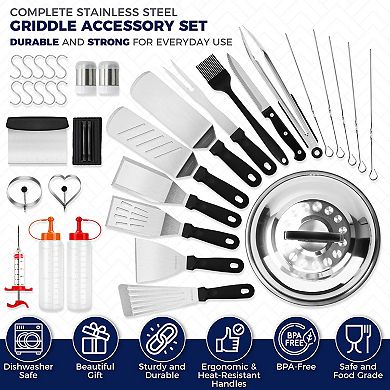 Commercial Chef 36-Piece Griddle Accessories for Blackstone - BBQ Grill Accessories - Flat Top Grill