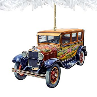 Nautical Christmas Decor - Vintage Car Wooden Ornaments By G.debrekht