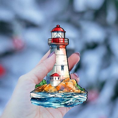 Nautical Christmas Ornaments - Lighthouse Wooden Ornaments By G.debrekht