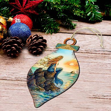 Mermaid Coastal Wooden Ornaments By G. Debrekht