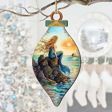 Mermaid Coastal Wooden Ornaments By G. Debrekht