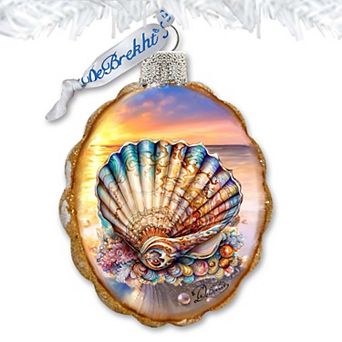 Glass Christmas Tree Decorations - Ocean Shell Keepsake Glass Ornaments By G. Debrekht