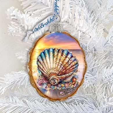 Glass Christmas Tree Decorations - Ocean Shell Keepsake Glass Ornaments By G. Debrekht