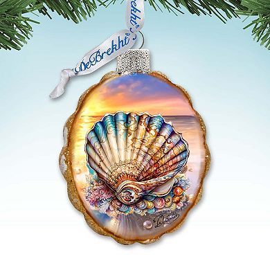 Glass Christmas Tree Decorations - Ocean Shell Keepsake Glass Ornaments By G. Debrekht
