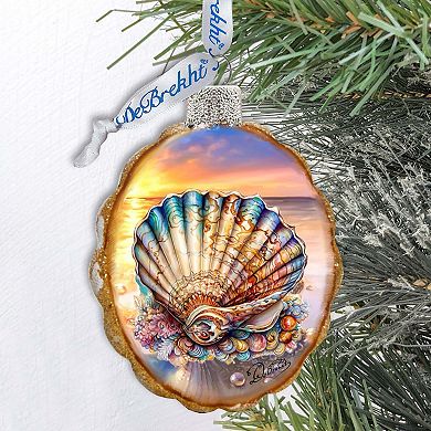 Glass Christmas Tree Decorations - Ocean Shell Keepsake Glass Ornaments By G. Debrekht