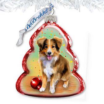 Christmas Ornaments - Playful Dog Keepsake Glass Ornaments By G. Debrekht