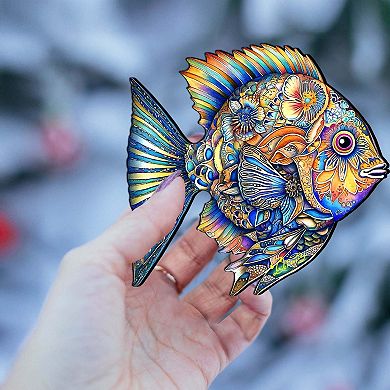 Beach Themed Ornaments - Cerulean Serenity Fish Wooden Ornaments Set Of 2 By G.debrekht