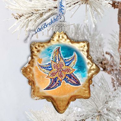 Coastal Christmas Ornaments - Mosaic Starfish Keepsake Glass Ornaments By G. Debrekht