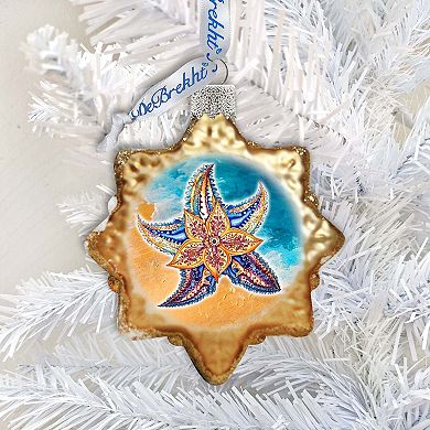 Coastal Christmas Ornaments - Mosaic Starfish Keepsake Glass Ornaments By G. Debrekht