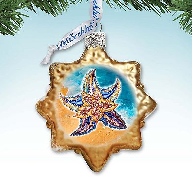 Coastal Christmas Ornaments - Mosaic Starfish Keepsake Glass Ornaments By G. Debrekht