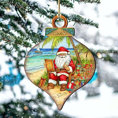 Beach Themed Ornaments - Santa's Artistry Wooden Ornaments By G. Debrekht