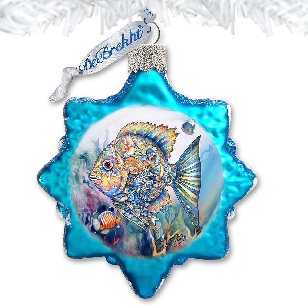 Holiday Coastal Ornament - Blue Fish Keepsake Glass Ornaments By G ... - Blue Glass Ornaments Fish