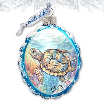 Glass Christmas Ornaments - Turtle Keepsake Glass Ornaments By G. Debrekht