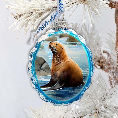 Coastal Decorations - Sea Lion Keepsake Glass Ornaments By G. Debrekht