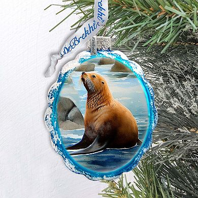 Coastal Decorations - Sea Lion Keepsake Glass Ornaments By G. Debrekht