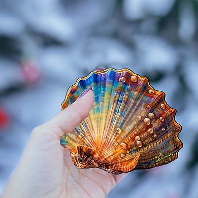 Coastal Christmas Decor - Rainbow Shell Wooden Ornaments By G.debrekht