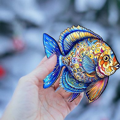 Nautical Christmas Ornaments - Oceanic Opal Fish Wooden Ornaments By G. Debrekht
