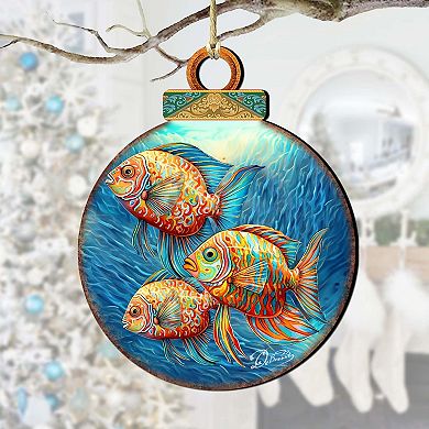 Beach Themed Ornaments - Rainbow Fish Wooden Ornaments By G.debrekht