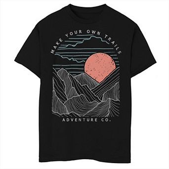 Boys 8-20 Make Your Own Trails Minimalist Sunset Crewneck Graphic Tee