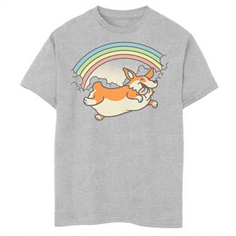 Boys 6-20 Flying Corgi Rainbow Jump Crewneck Graphic Tee