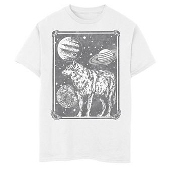 Boys 8-20 Wood Block Space Wolf Crewneck Graphic Tee