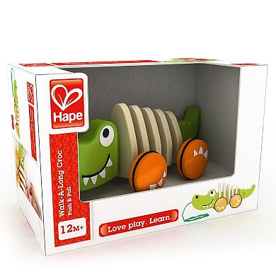 Hape Walk-A-Long Croc Green Wooden Toddler Pull Along Toy