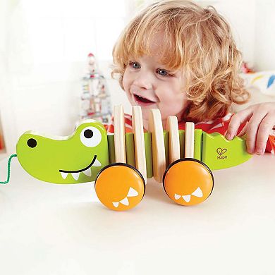 Hape Walk-A-Long Croc Green Wooden Toddler Pull Along Toy