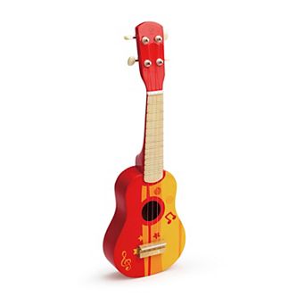 Hape Kid's Wooden Toy Ukulele Red & Yellow 21" Musical Instrument