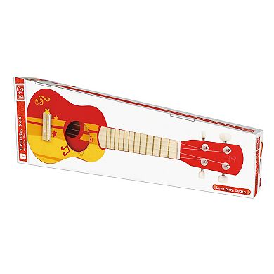 Hape Kid's Wooden Toy Ukulele Red & Yellow 21" Musical Instrument