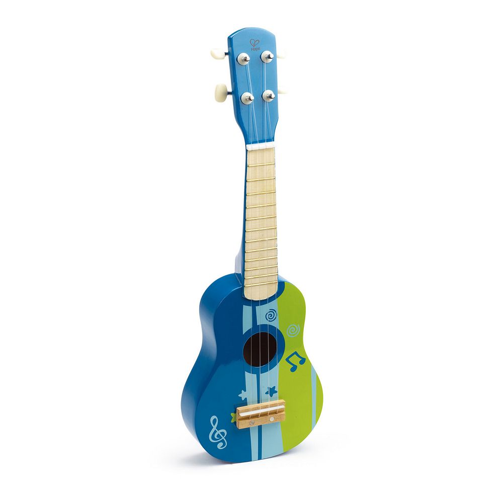 Hape Kid's Wooden Toy Ukulele Blue & Green 21" Musical Instrument