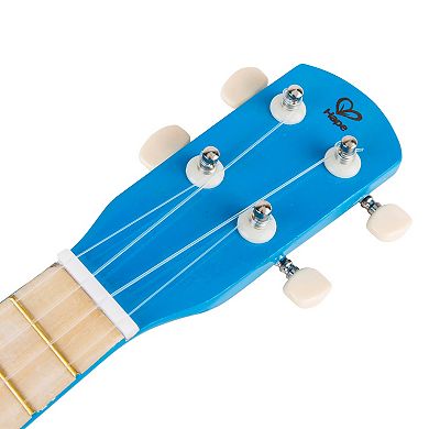 Hape Kid's Wooden Toy Ukulele Blue & Green - 21" Musical Instrument