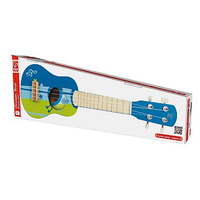 Hape Kid's Wooden Toy Ukulele Blue & Green - 21" Musical Instrument