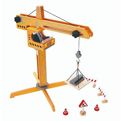 Hape Playscapes Crane Lift Playset Yellow Construction Toy Set