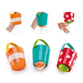 Hape Happy Buckets 3 Water Wheel Bath Time Toys Set