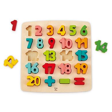 Hape Chunky Number & Counting 20-Piece Wooden Block Puzzle