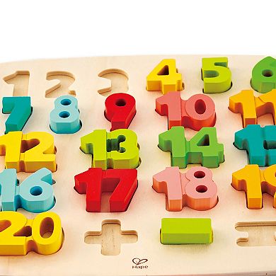 Hape Chunky Number & Counting 20-Piece Wooden Block Puzzle