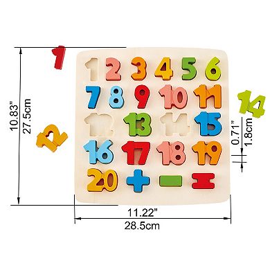 Hape Chunky Number & Counting 20-Piece Wooden Block Puzzle