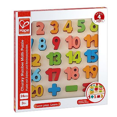 Hape Chunky Number & Counting 20-Piece Wooden Block Puzzle