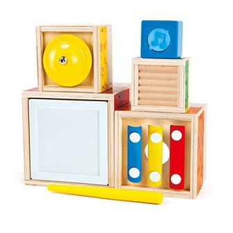 Hape Odyssey Stacking Music Colorful 6 pc Musical Box Toy Set