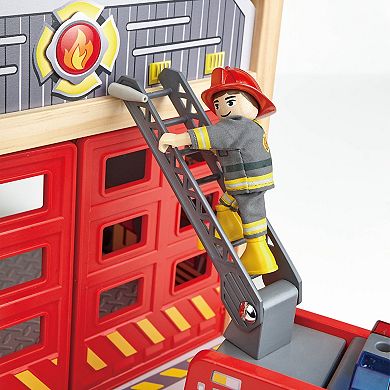 Hape Wooden Fire Truck Playset
