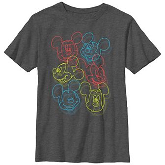 Disney's Mickey Mouse Colorful Line Art Collage Boys Husky Graphic Tee
