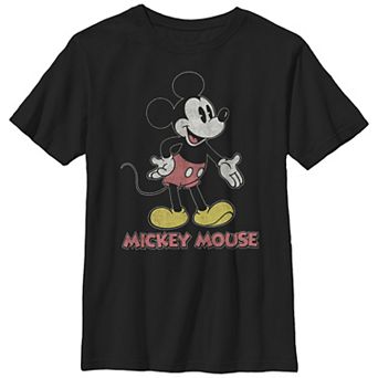 Disney's Mickey Mouse Distressed Portrait Logo Boys Husky Graphic Tee