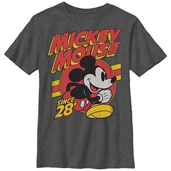 Disney's Mickey Mouse Retro Style Badge Boys Husky Graphic Tee