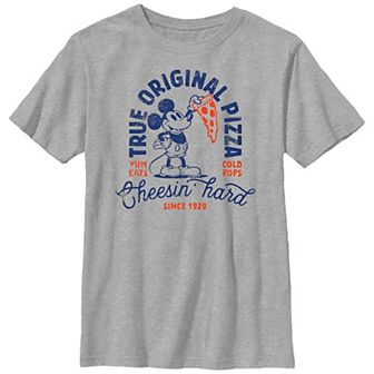 Disney's Mickey Mouse Cheesin Hard Pizza Boys Husky Graphic Tee