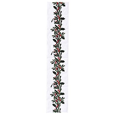 St. Nicholas Square Holly Embroidered Tablecloth Runner