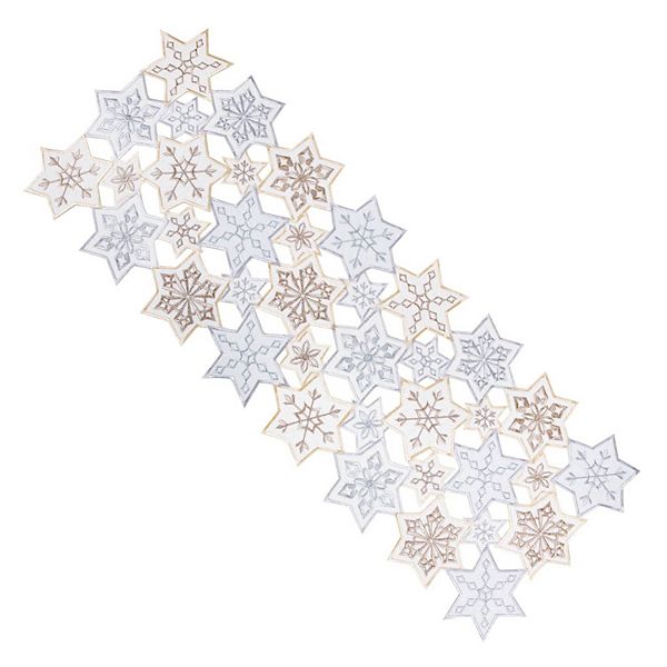 St. Nicholas Square® Snowflake Cutout Table Runner - Egret