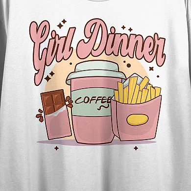 Juniors' Girl Dinner Chocolate & Coffee Boxy Crewneck Graphic Tee