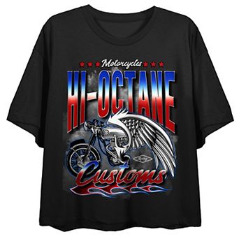 Juniors' Hi-Octane Classics Motorcycles Americana Boxy Crewneck Graphic Tee