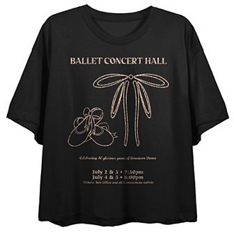 Juniors' Faded Ballet Concert Hall Poster Boxy Crop Crewneck Graphic Tee