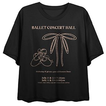 Juniors' Faded Ballet Concert Hall Poster Boxy Crop Crewneck Graphic Tee